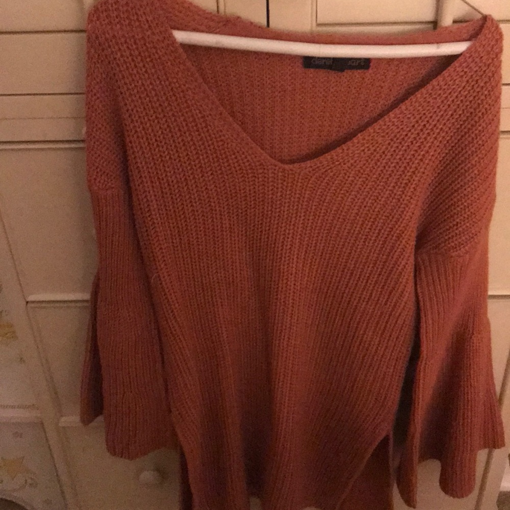orangey pink-ish sweater top long